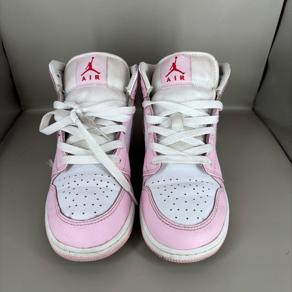 Nike Air Jordan 1 Mid Pink White Sneakers DQ8423-608 Youth 4.5Y Womens 6 - Picture 2 of 8